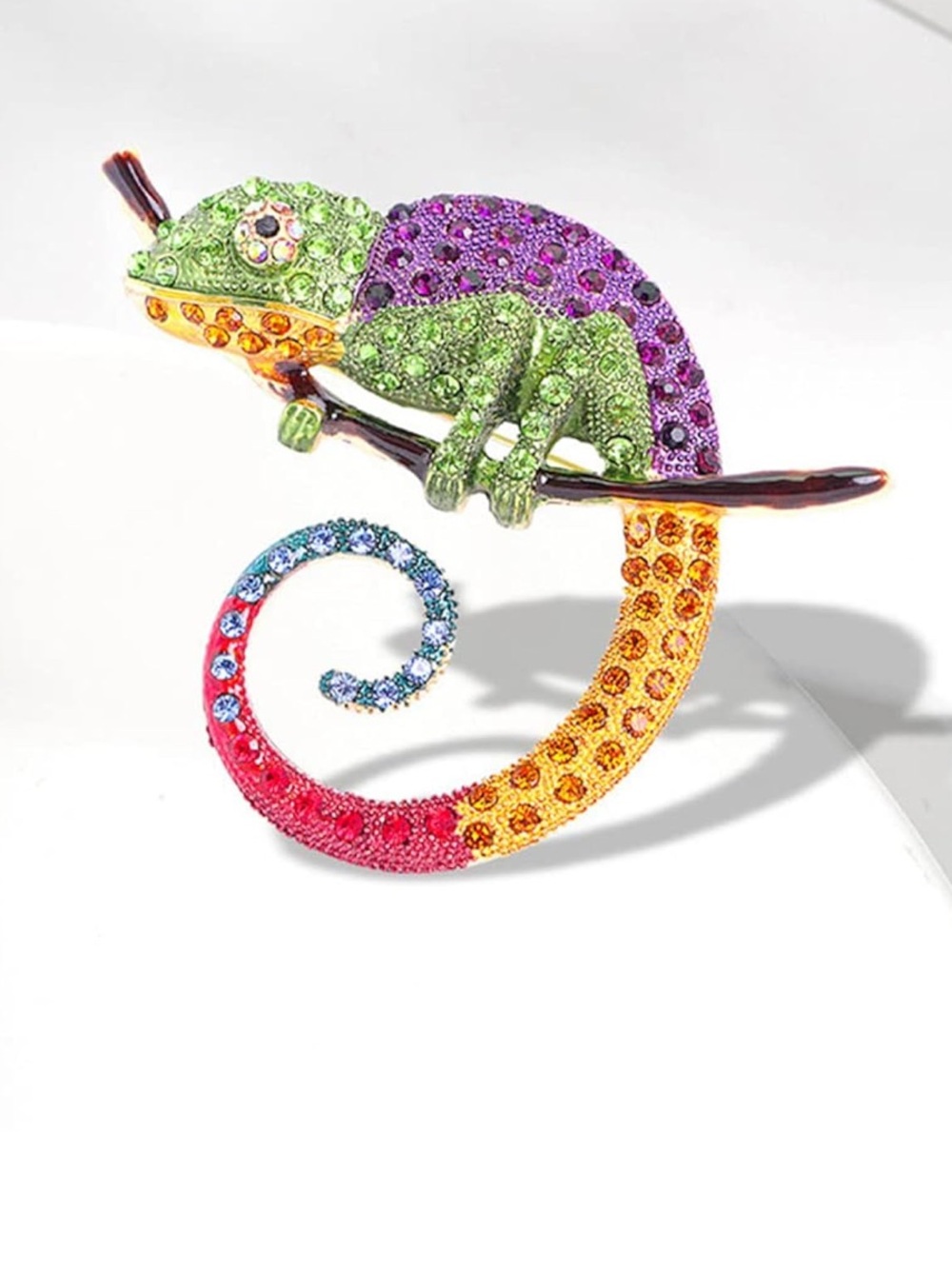 Anthropologie Multicolor Crystal Chameleon Brooch - Picture 4 of 5